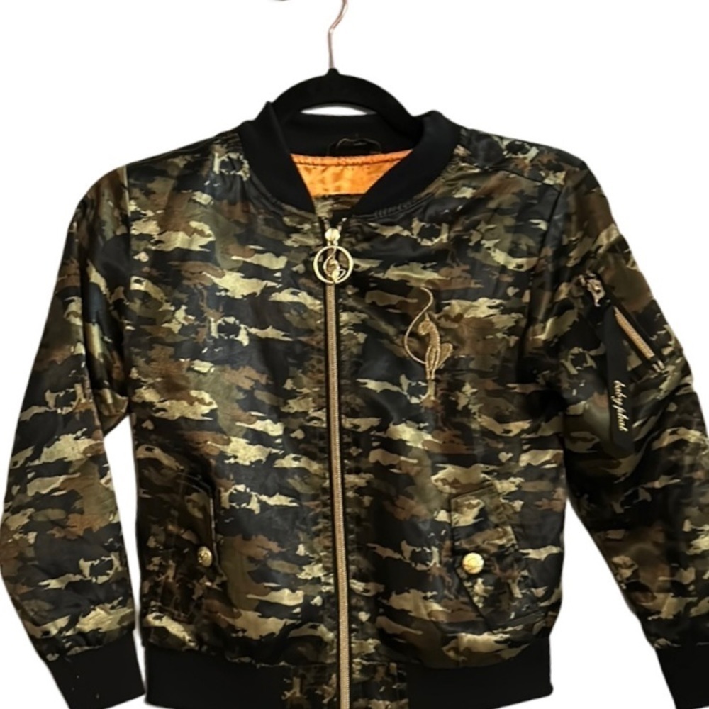 Baby Phat silk feeling camo bomber jacket size 7/8